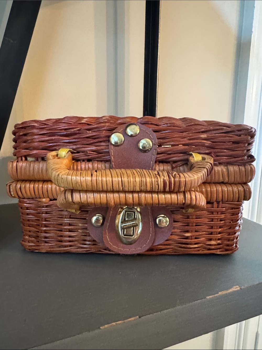 Vintage wicker Basket purse Brown